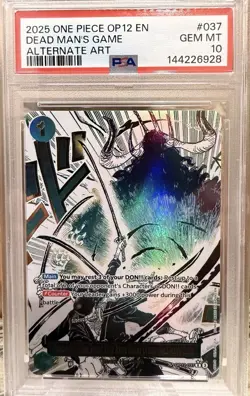 2025 ONE PIECE OP12-037 LEGACY OF THE MASTER DEAD MAN'S GAME ALT ART PSA 10 - Image 5
