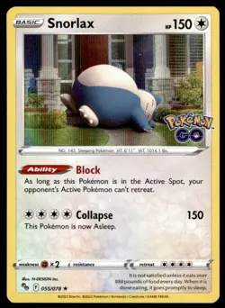 Snorlax 055/078 Holo Rare Pokemon GO Pokemon Holo Lightly Played - Image 1