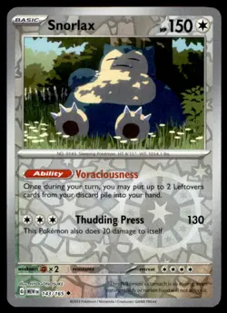 Snorlax 143/165 Uncommon 151 Pokemon Reverse Holo Lightly Played - Image 1