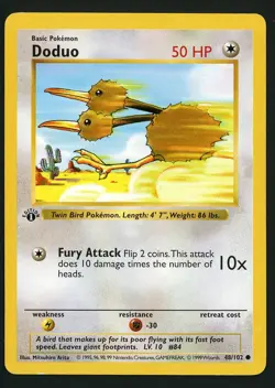 Doduo MP 74/102 - 1st Edition Base Set Shadowless - Pokemon 1999 - Image 1