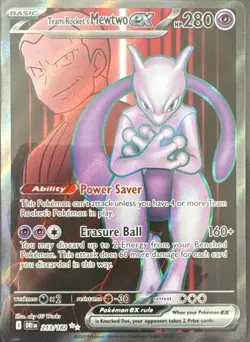 Pokemon TCG Team Rockets Mewtwo EX 213/182 Destined Rivals Rate Holo Full Art - Image 1