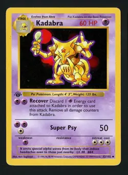 Kadabra HP 32/102 - 1st Edition Base Set Shadowless - Pokemon 1999 (B) - Image 1