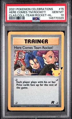 2021 POKEMON CELEBRATIONS CLASSIC COLLECTION HERE COMES TEAM ROCKET!-HOLO PSA 10 - Image 1