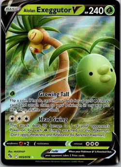 Alolan Exeggutor V Holo Ultra Rare Pokemon GO 005/078 NM - Image 1