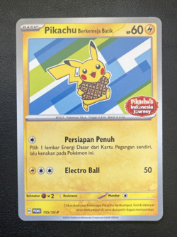 Pikachu Berkemeja Batik 155/SV-P Stamped Indonesia Journey Promo Pokemon 2024 NM - Image 1