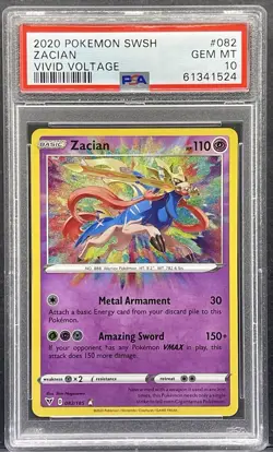 2020 Pokemon SWSH Vivid Voltage #082 Zacian PSA 10 GEM MINT - Image 1