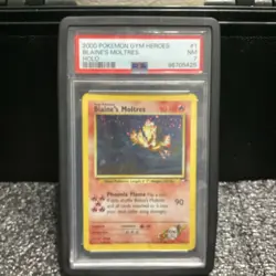 Pokemon Gym Heroes Blaine's Moltres 001/132 Holo Rare PSA 7 2000 English - Image 1