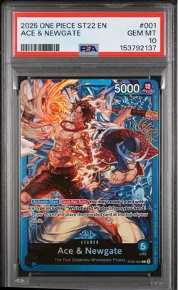 2025 One Piece St22-01 Ace & Newgate English PSA 10 Free Shipping - Image 1