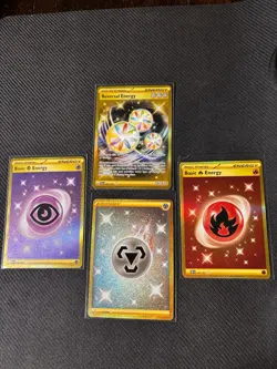 Pokemon TCG Gold Energy Card Lot Reversal Psychic Steel Fire 4 Cards - Image 1