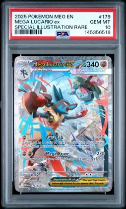 PSA 10 GEM MINT Mega Lucario EX 179/132 Mega Evolutions SIR Pokemon Card - Image 1