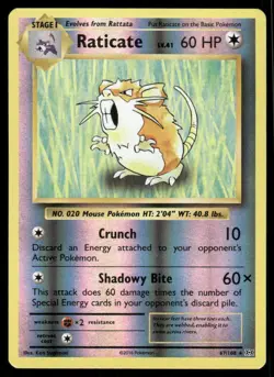 Pokemon Cards Raticate 67/108 Reverse Holo Evolutions Rare NM - Image 1