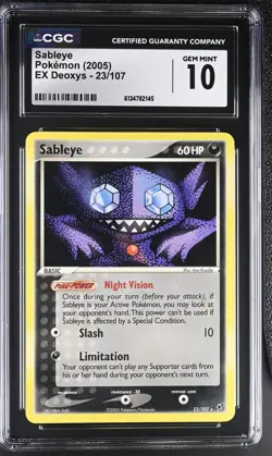CGC 10 GEM MINT Sableye 23/107 EX Deoxys Non Holo Rare Pokemon Card - Image 1