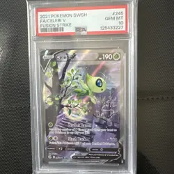 2021 POKEMON SWORD & SHIELD FUSION STRIKE #245 FULL ART/CELEBI V PSA 10 - Image 1