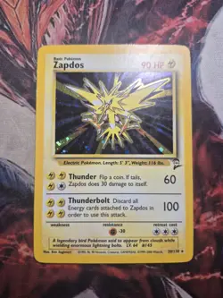 Pokemon TCG Zapdos 20/130 Base Set 2 Holo Rare WOTC VTG 2000 MP - Image 1