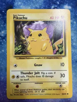Pokemon TCG Pikachu Yellow Cheeks Base Set #58/102 WotC Vintage 1999 - Image 1