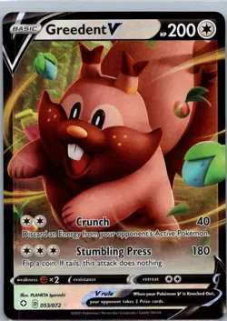 Pokemon TCG Greedent V 53/72 Shining Fates NM - Image 1