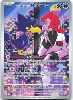 Team Rocket's Murkrow 200/182 Illustration Rare Destined Rivals Pokemon NM - Image 1