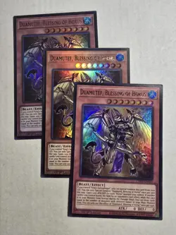 3x Duamutef, Blessing of Horus 1st Edition Ultra Rare CH02-EN023 Yu-Gi-Oh! - Image 1