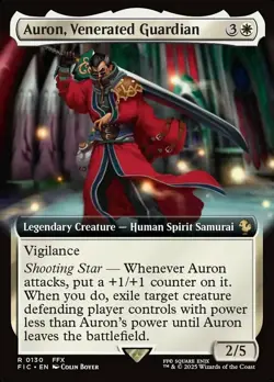 MTG Auron, Venerated Guardian - Foil - Extended Art, Light Play, English Command - Image 1