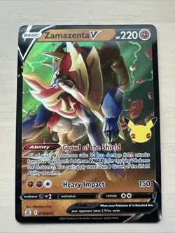 Zamazenta V 018/025 Ultra Rare Full Art Celebrations Pokemon Card - Image 1