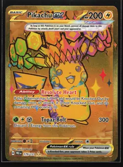 Pokemon Pikachu ex 179/131 Prismatic Evolutions Gold Hyper Rare Holo NM - Image 1