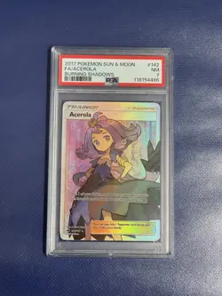 2017 POKEMON BURNING SHADOWS ACEROLA #142 FULL ART HOLO FOIL PSA NM 7 - Image 2