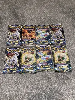 Pokemon TCG Brilliant Stars Sword & Shield Booster Packs Lot Of 8 - NEW/Sealed - Image 1