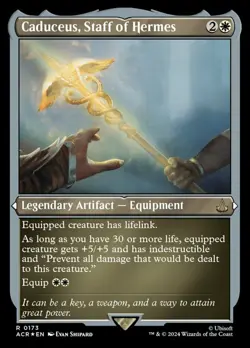 MTG Caduceus, Staff of Hermes - Foil Etched, Light Play, English Universes Beyon - Image 1