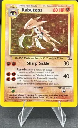 Pokemon tcg fossil Kabutops 9/62 holo rare unlimited edition English - Image 1