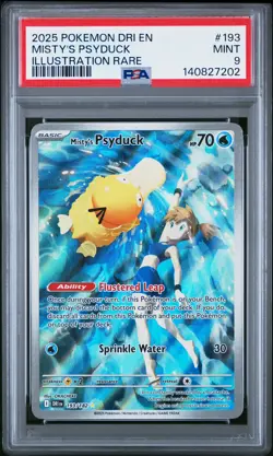 2025 POKEMON DRI EN-DESTINED RIVALS ILLUSTRATION RARE #193 MISTY'S PSYDUCK PSA 9 - Image 1