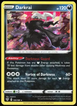 Darkness Ablaze Darkrai 105/189 Holo Rare Pokemon Holo NM/M - Image 1