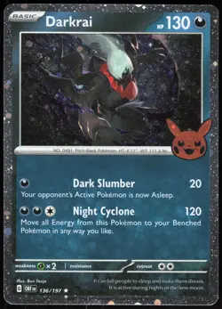Trick or Trade BOOster 2024 Darkrai (Cosmos Holo) 136/197 Rare Pokemon NM/M - Image 1