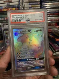 2019 POKEMON SUN & MOON UNIFIED MINDS DRAGONITE GX SECRET 248 FULL ART - PSA 9 - Image 1
