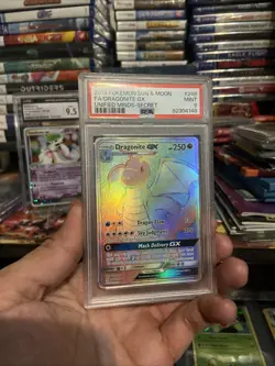 2019 POKEMON SUN & MOON UNIFIED MINDS DRAGONITE GX SECRET 248 FULL ART - PSA 9 - Image 2