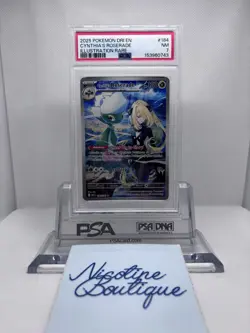 2025 POKEMON EN-DESTINED RIVALS 184 CYNTHIA'S ROSERADE ILLUSTRATION RARE PSA 7 - Image 1
