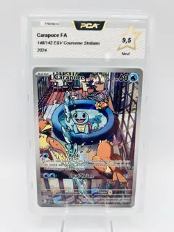 PCA 9,5 Carte Pokemon Carapuce AR 148/142 SCR EV7 Couronne Stellaire Secrete - Image 2