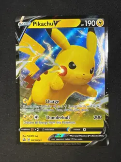 Pikachu V SWSH061 SWSH: Sword & Shield Promo Cards Holo Black Star Promo Pokemon - Image 1