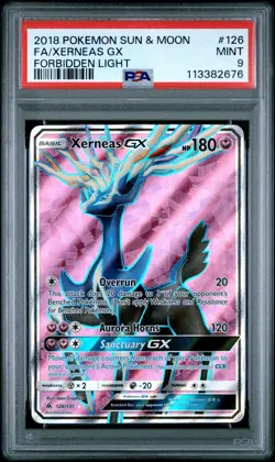 2018 POKEMON FORBIDDEN LIGHT XERNEAS GX #126 FULL ART PSA 9 MINT #113382676 - Image 1