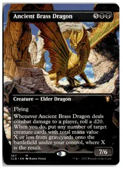 MTG Ancient Brass Dragon (Borderless) - CLB Moderately Played English - Image 1