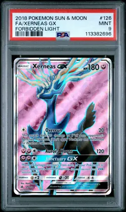 2018 POKEMON FORBIDDEN LIGHT XERNEAS GX #126 FULL ART PSA 9 MINT #113382696 - Image 1