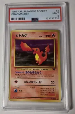 PSA 9 MINT CHARMANDER NO. 004 ROCKET GANG POKEMON JAPANESE - Image 1