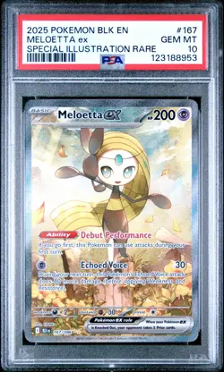 2025 POKEMON BLK EN-BLACK BOLT SPECIAL ILLUSTRATION RARE #167 MELOETTA EX PSA 10 - Image 1