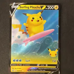 Surfing Pikachu V 008/025 Celebrations Holo Pokemon - Image 1