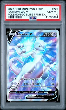 2022 POKEMON SWSH BLACK STAR PROMO #229 FULL ART/MEWTWO V PSA 10 - Image 1