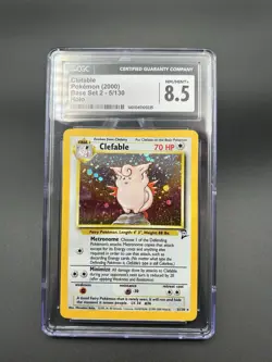 2000 Pokemon TCG Clefable 5/130 Base Set 2 Holo NM/MINT+ CGC 8.5 - Image 2