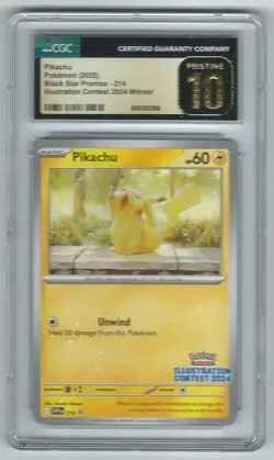 POKEMON CGC PRISTINE 10 PIKACHU ILLUSTRATION CONTEST WINNER 2024 #214 PROMO - Image 1