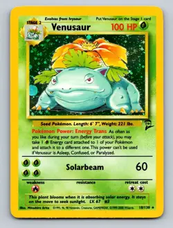 Venusaur Holo Holo Rare Base Set 2 018/130 NM Pokemon - Image 1