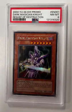 Yugioh 2004 psa graded 8 promo card Dark Magician Knight Reshef of Destruction - Image 1