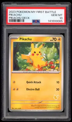 2023 PSA 10 Gem Mint Pikachu My First Battle Deck Pokemon Card - Image 1