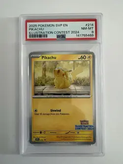 Pokemon TCG Graded card Pikachu - 214 Illustration Contest 2024 Promo PSA 8 - Image 1